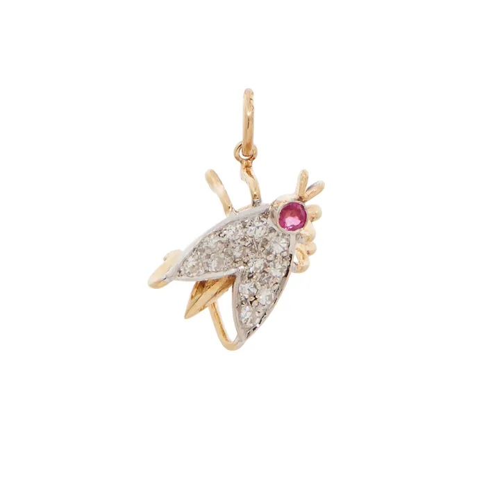 Antique Earrings Edwardian Diamond And Ruby Bug 14k Gold Charm