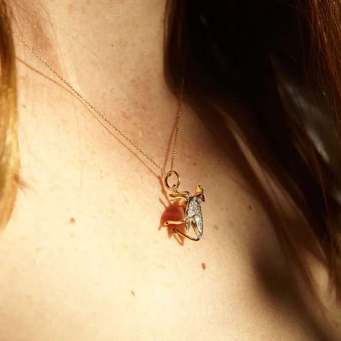 Antique Earrings Edwardian Diamond And Ruby Bug 14k Gold Charm