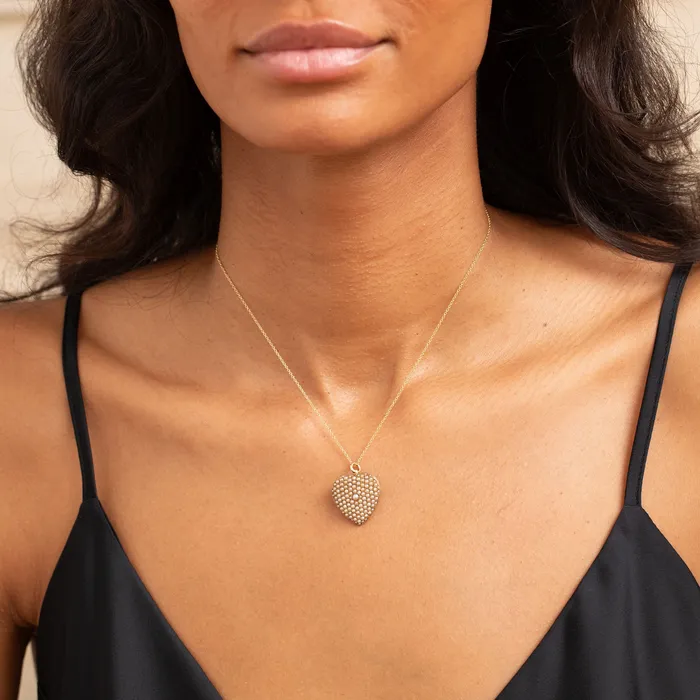 Antique Necklaces Victorian Pearl and 14K Gold Heart Pendant