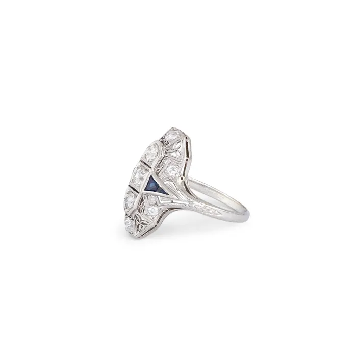 Antique Rings Art Deco Diamond Sapphire And Platinum Ring