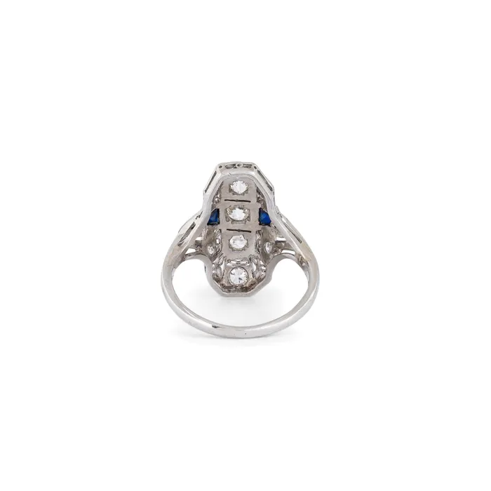 Antique Rings Art Deco Diamond Sapphire And Platinum Ring