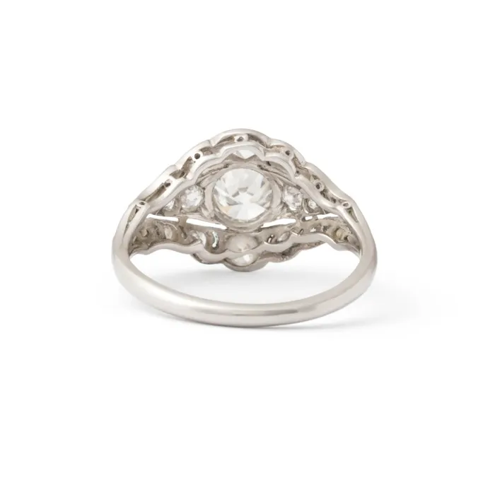 Antique Rings Edwardian Eye Old European Cut Diamond and Platinum Ring