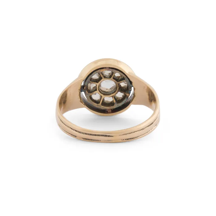 Antique Rings Victorian Rose Cut Diamond Cluster 14k Gold Ring