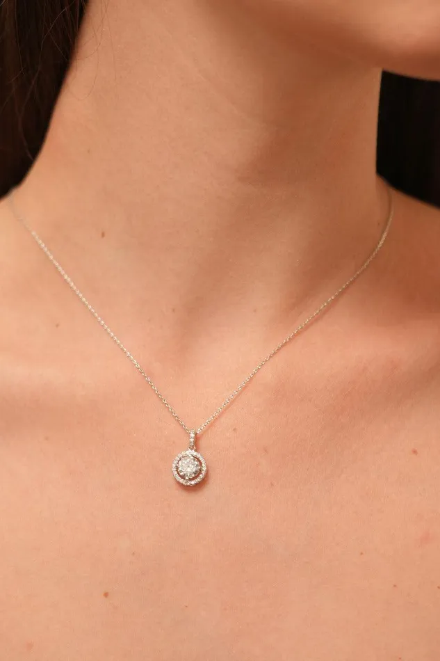 Attrangi 3 Carat Round Diamond Solitaire Chain with 2 Carat Earrings Earrings Attrangi 3 Carat Round Diamond Solitaire Chain with 2 Carat Earrings Earrings