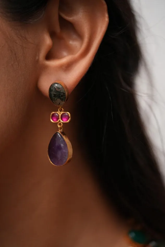 Attrangi Earrings Pastel Dilemma Double Layer Polki Indo Western Set Attrangi Earrings Pastel Dilemma Double Layer Polki Indo Western Set