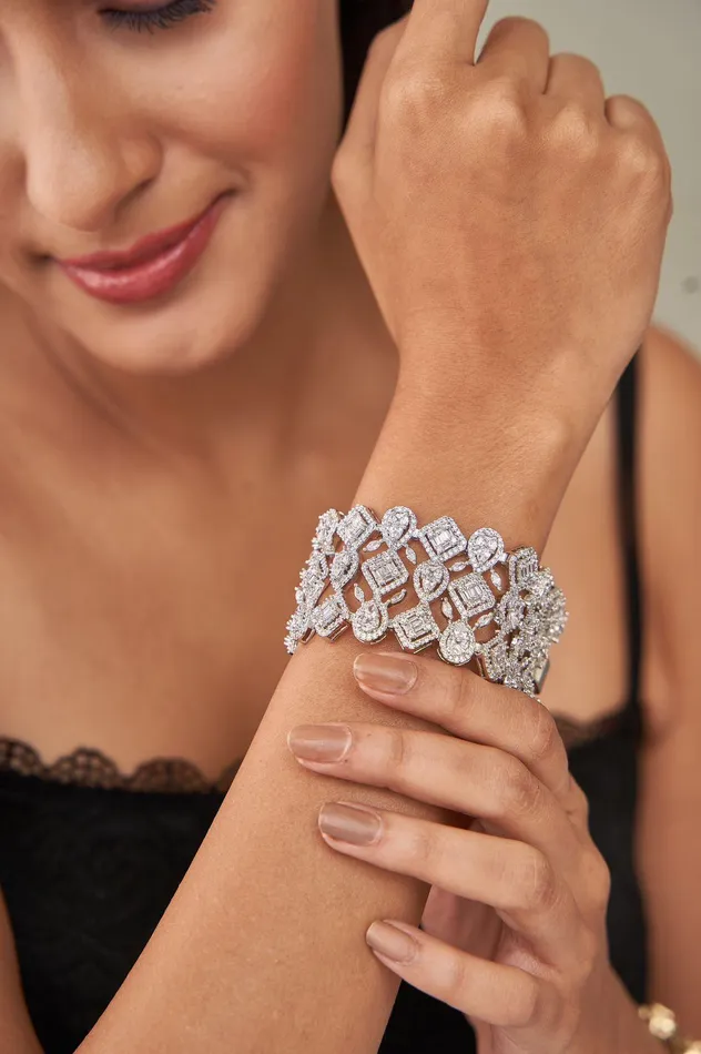 Attrangi Multi Solitaire Statement Thick Bracelet Bracelets