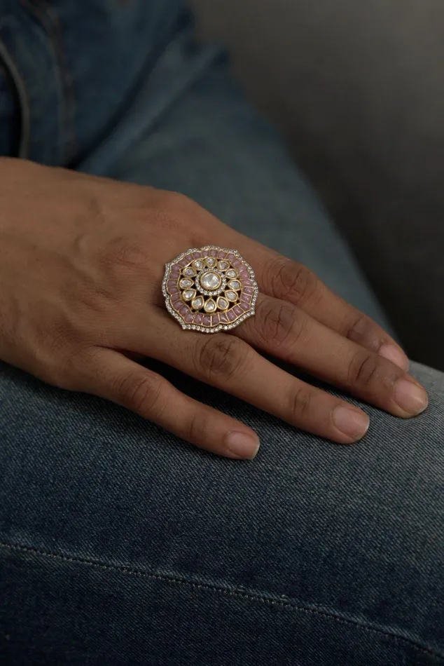 Attrangi Rings Leela Polki Meenakari Indian Ring