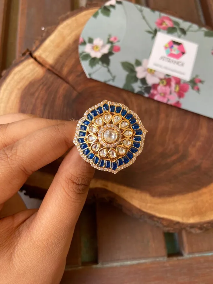 Attrangi Rings Leela Polki Meenakari Indian Ring