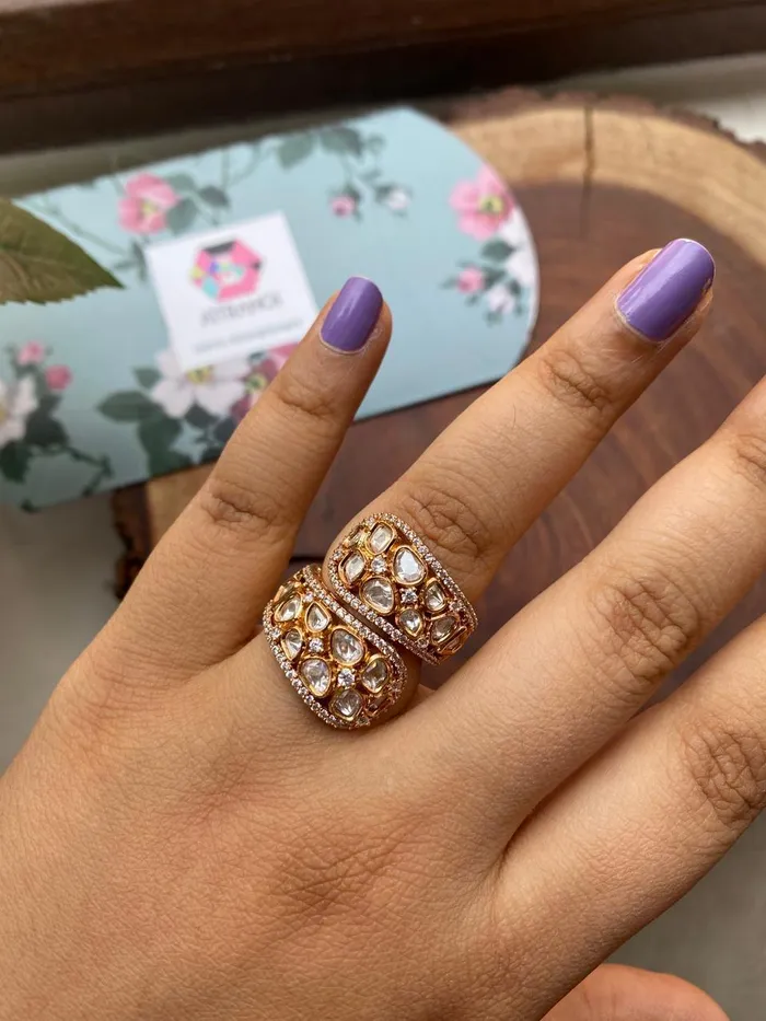 attrangi Rings Mohini Dual Wrap Polki Ring Indo Western