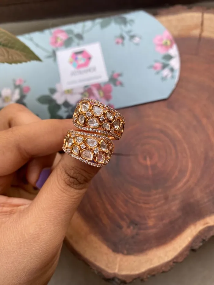 attrangi Rings Mohini Dual Wrap Polki Ring Indo Western
