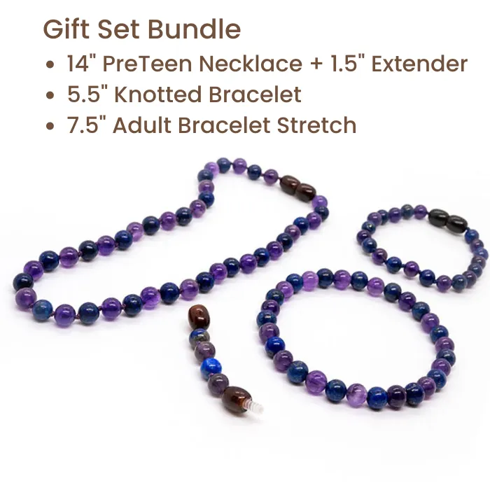 Baltic Essentials Necklaces ADHD Focus Anger Amethyst Lapis Lazuli 125 or 14 17 19 inch