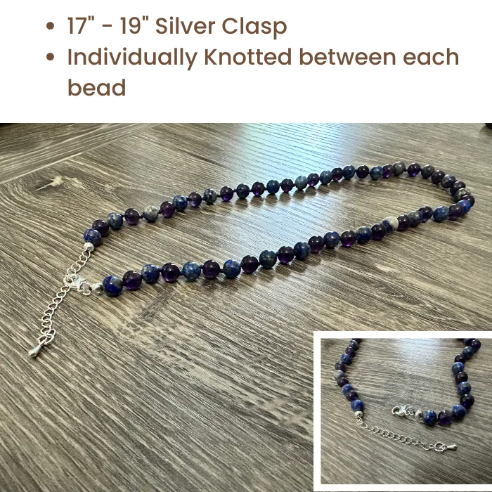 Baltic Essentials Necklaces ADHD Focus Anger Amethyst Lapis Lazuli 125 or 14 17 19 inch