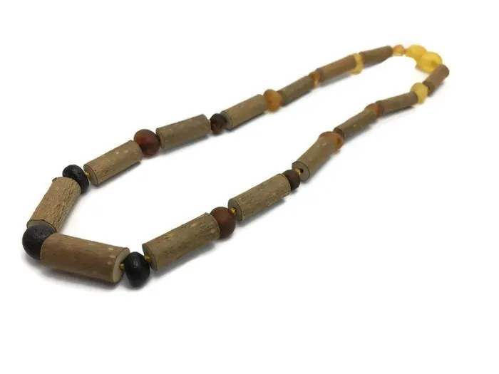Baltic Essentials Necklaces Hazelwood Necklace 11 in Eczema Colic Reflux GERD Rose Quartz Green Jasper