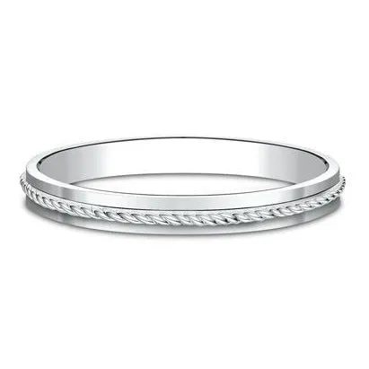Benchmark Rings 14K White Gold Polished Band with Rope Center