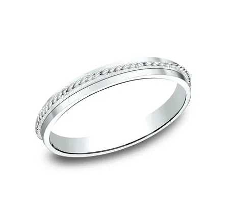 Benchmark Rings 14K White Gold Polished Band with Rope Center Benchmark Rings 14K White Gold Polished Band with Rope Center