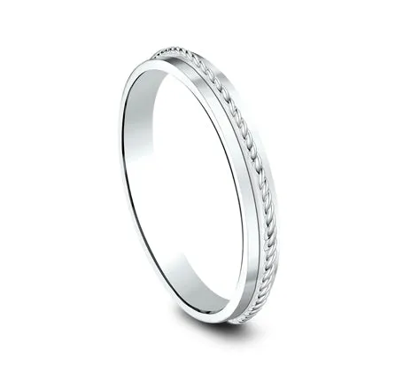 Benchmark Rings 14K White Gold Polished Band with Rope Center Benchmark Rings 14K White Gold Polished Band with Rope Center