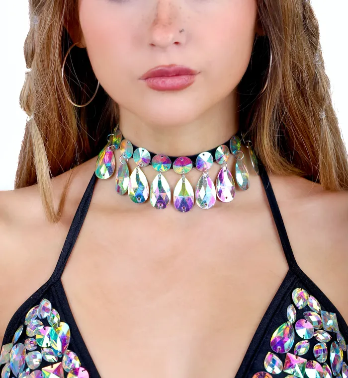Black Iridescent Gem Necklace 30 THE LUMI SHOP Necklaces