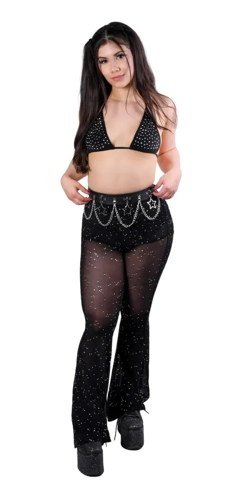 Black Rhinestone Top Pants Set THE LUMI SHOP Rings