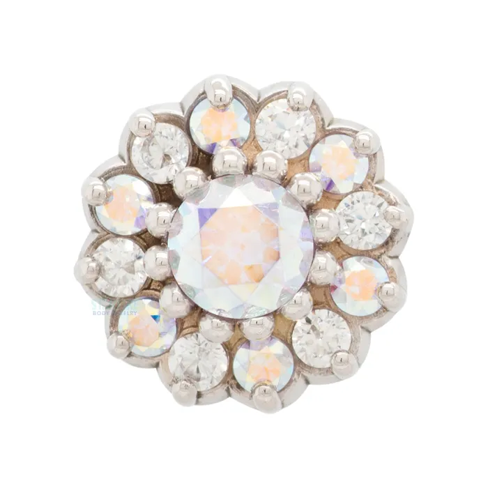 Body Gems Necklaces threadless Round Cluster End in Gold with CZs custom color combo