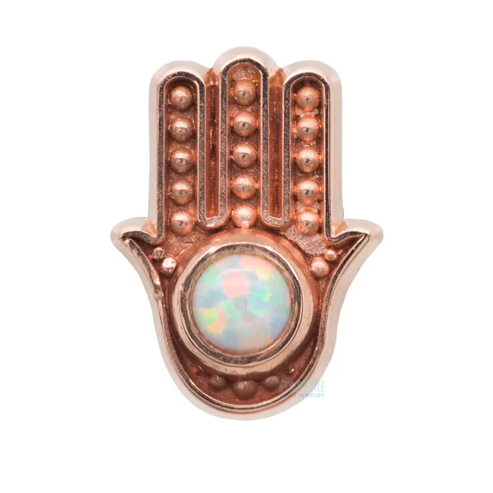 Body Gems threadless Hamsa End in Gold with Opal Earrings