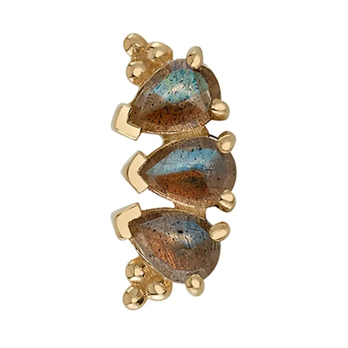 Body Vision BVLA 3 Gem Pear Panaraya Threaded End in Gold with Rose Cut Labradorite Earrings Body Vision BVLA 3 Gem Pear Panaraya Threaded End in Gold with Rose Cut Labradorite Earrings