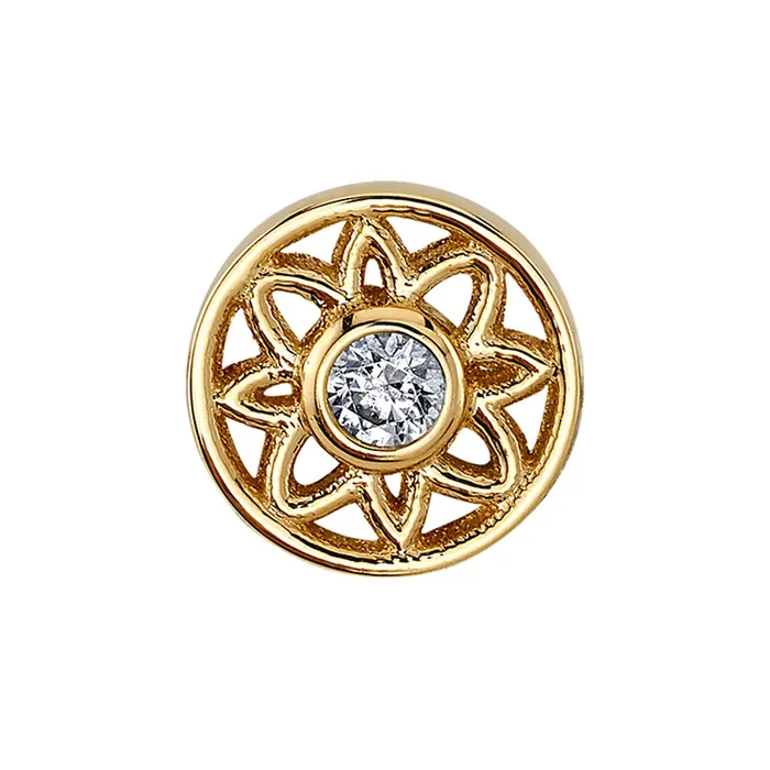 Body Vision BVLA Earrings Paloma Flower Threaded End in Gold with DIAMOND