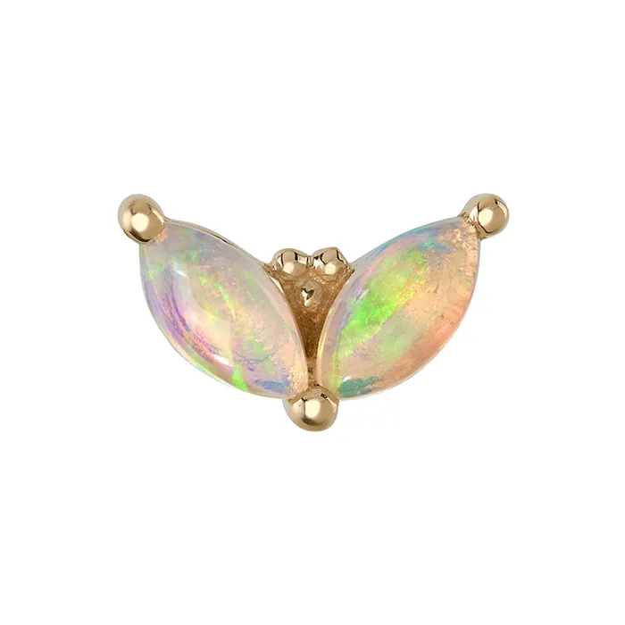 Body Vision BVLA Earrings Petals Threaded End in Gold with Genuine White Opal