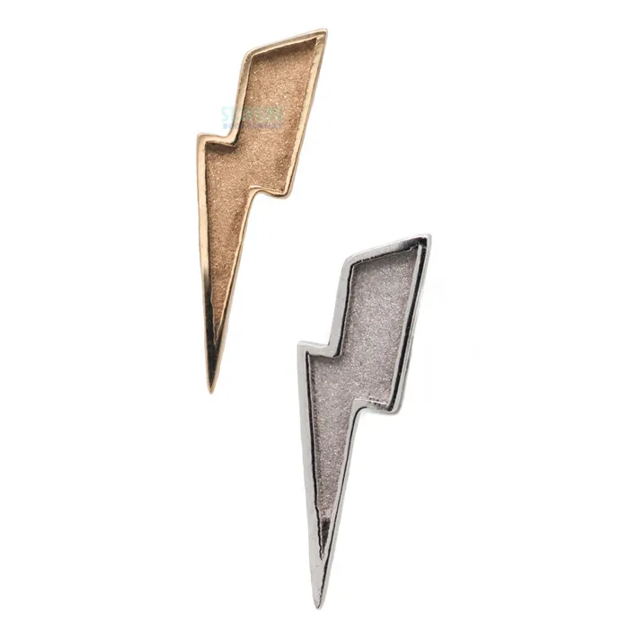 Body Vision BVLA Earrings Sandblasted Lightning Bolt Threaded End in Gold