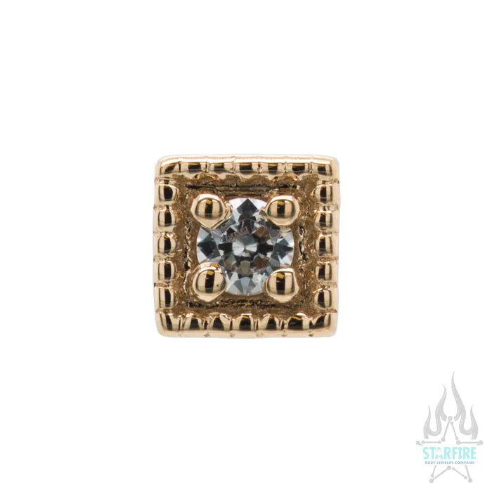 Body Vision BVLA Earrings Square Harlequin Nostril Screw in Gold with White CZ