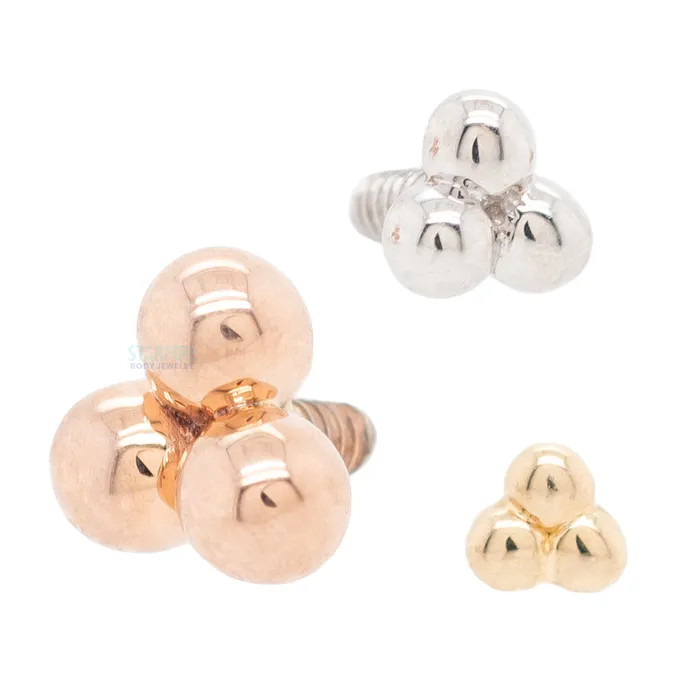 Body Vision BVLA Earrings Tri Bead Cluster Threaded End in Gold