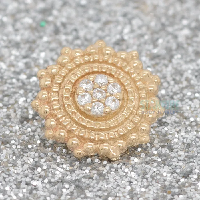 Body Vision BVLA Parasol Threaded End in Gold with White CZs Necklaces