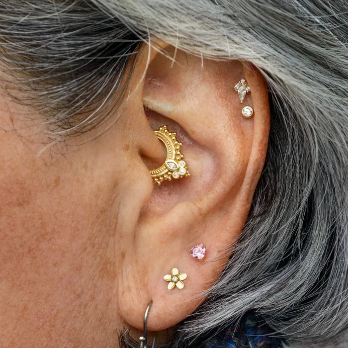 Body Vision BVLA Rings Andromeda Hinge Ring in Gold with White CZs