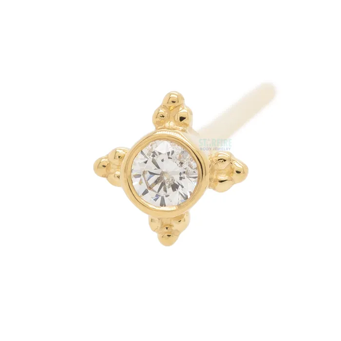 Body Vision BVLA Rings Mini Kandy Nostril Screw in Gold with Round White CZ