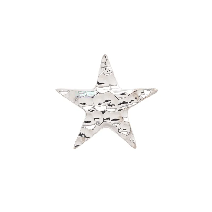 Body Vision BVLA threadless Flat Star HAMMERED FINISH Pin in Gold Earrings