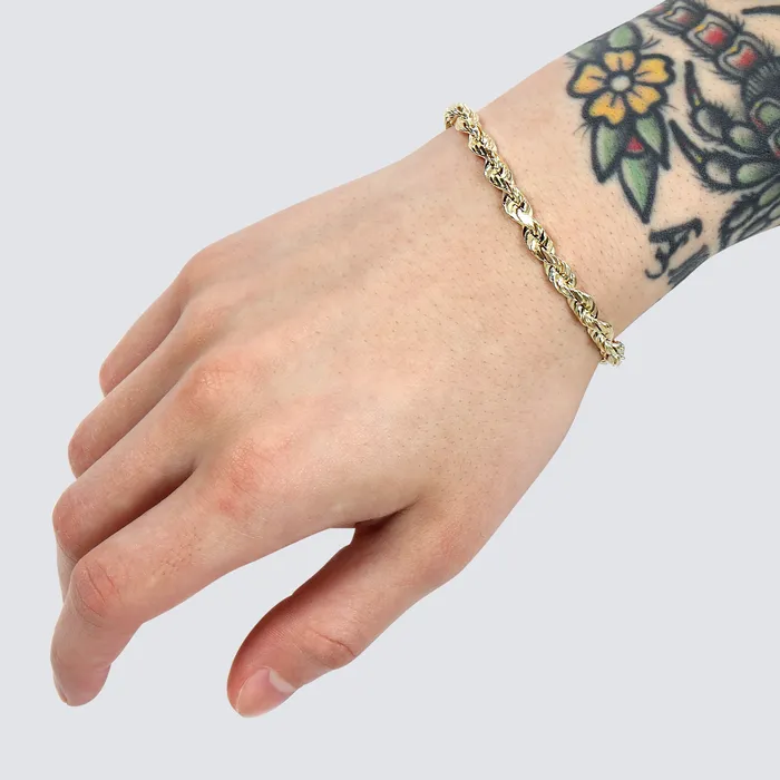 Bracelets 70MM Rope Bracelet Diamond Cut Saints Gold