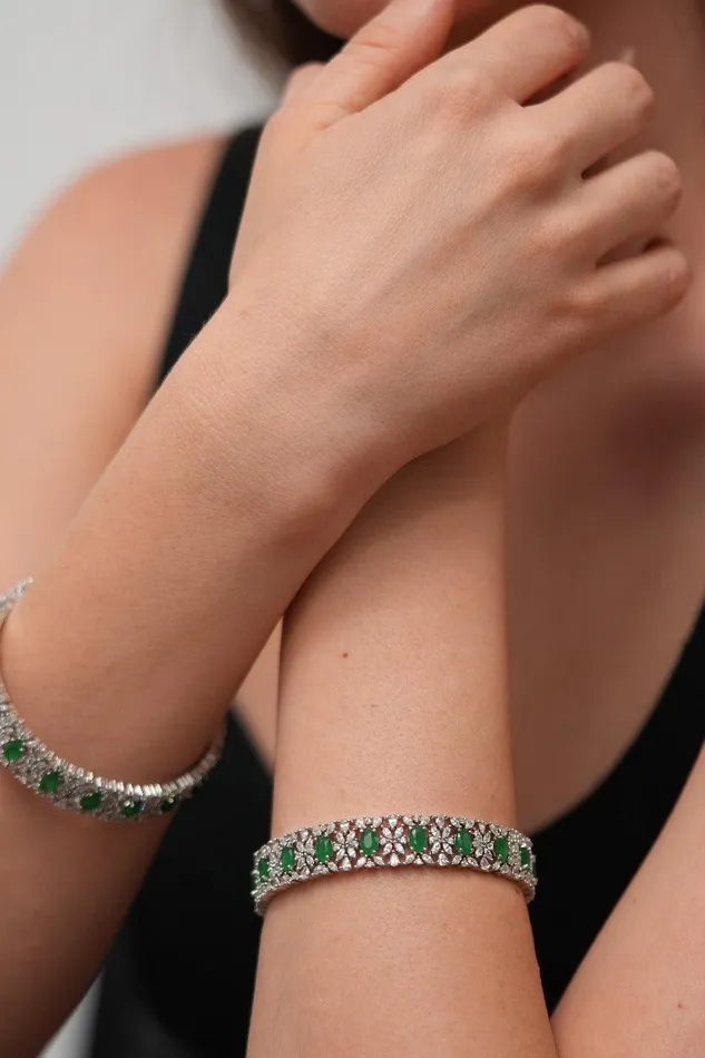 Bracelets Attrangi Natalie Diamond Mid Sized Kada Bangle Coloured Stone