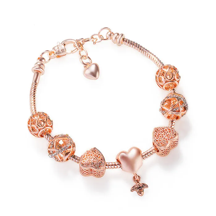 Bracelets Luxe Collection Luxe6080 Heart Bee Charm Bracelet Bracelets Luxe Collection Luxe6080 Heart Bee Charm Bracelet