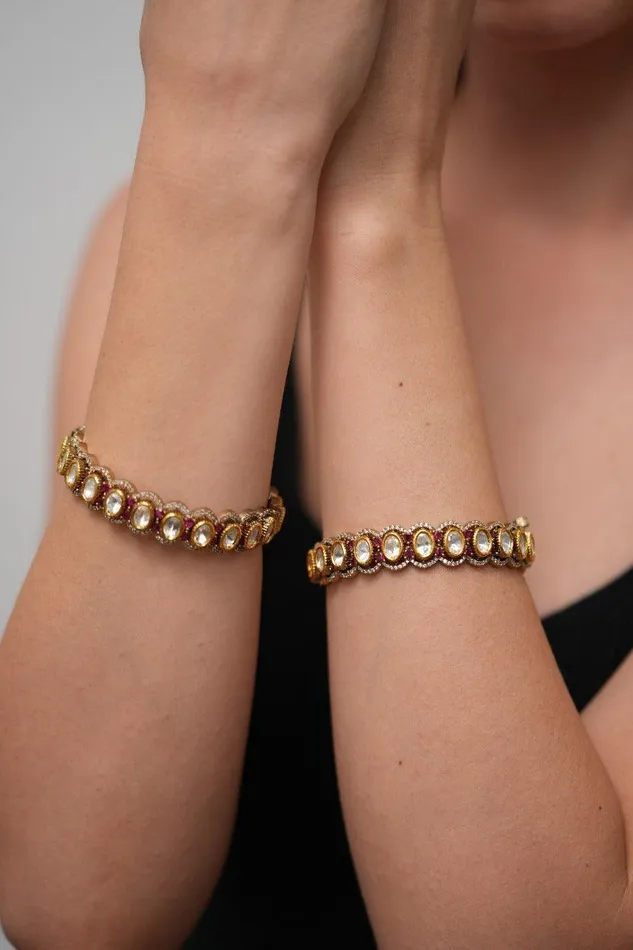 Bracelets Richie Polki Moissanite Uncut Diamond Indian Bangle Kada Attrangi Bracelets Richie Polki Moissanite Uncut Diamond Indian Bangle Kada Attrangi