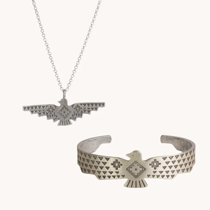 Bracelets SkyWeaver Thunderbird Rising Pendant Bracelet Set Turquoise Skies