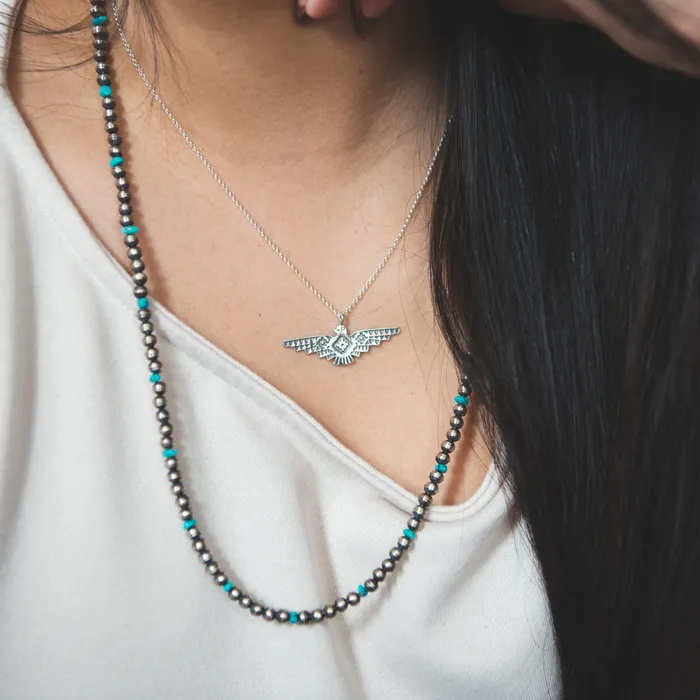 Bracelets SkyWeaver Thunderbird Rising Pendant Bracelet Set Turquoise Skies
