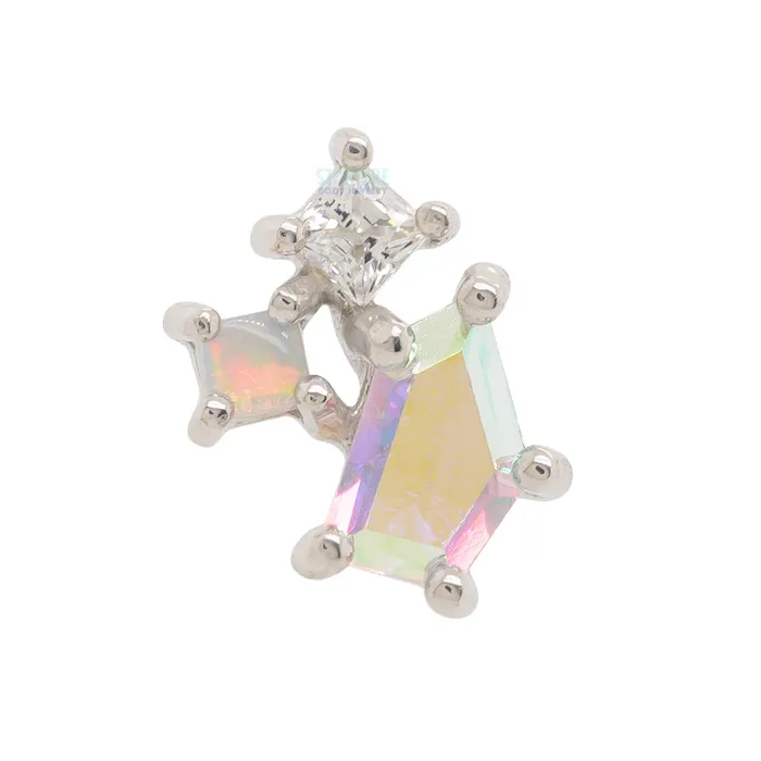 Buddha Jewelry Organics Earrings threadless Lyra End in Gold with Mercury Mist Topaz Opal CZ Buddha Jewelry Organics Earrings threadless Lyra End in Gold with Mercury Mist Topaz Opal CZ