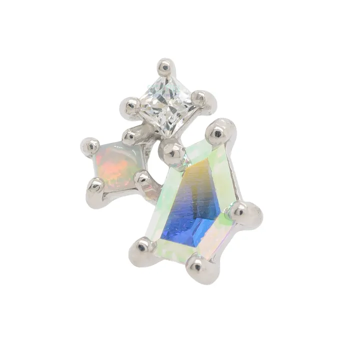 Buddha Jewelry Organics Earrings threadless Lyra End in Gold with Mercury Mist Topaz Opal CZ