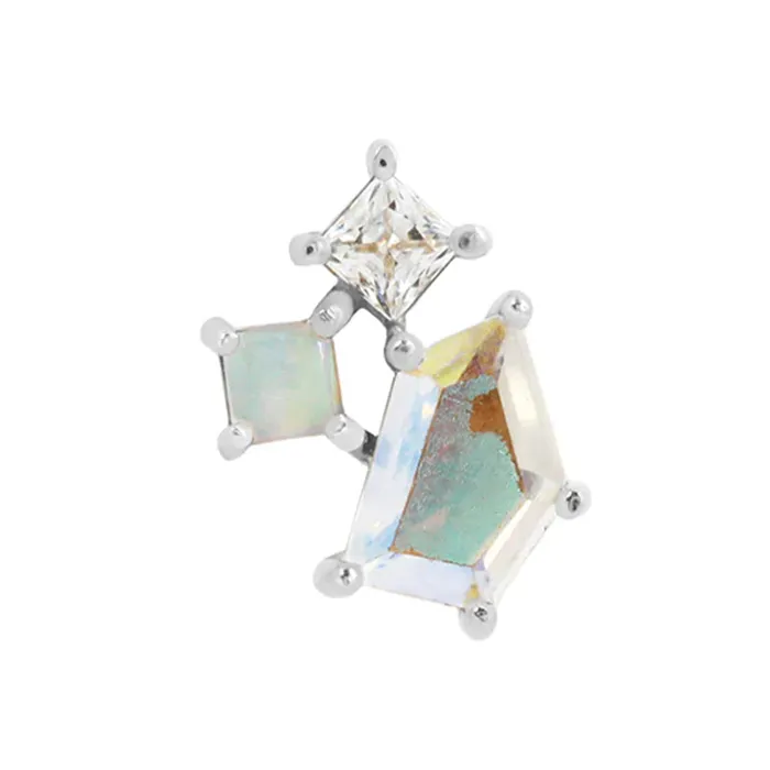 Buddha Jewelry Organics Earrings threadless Lyra End in Gold with Mercury Mist Topaz Opal CZ