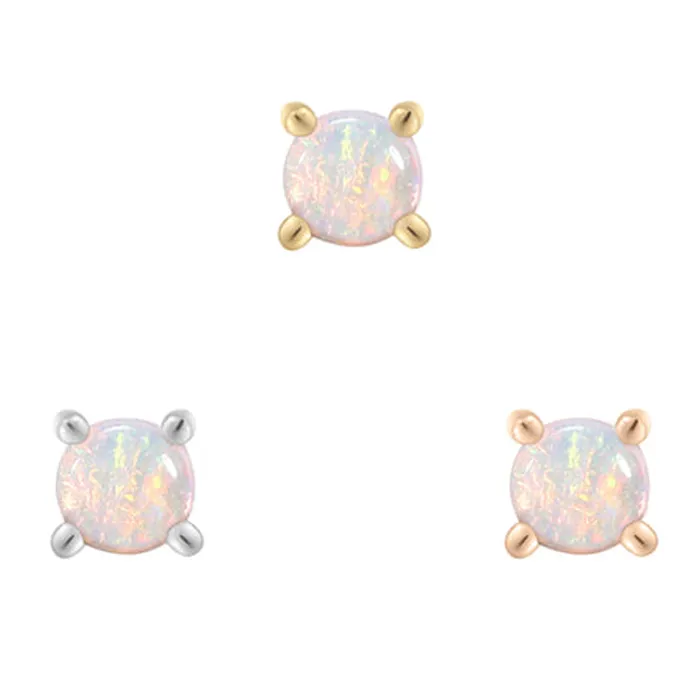Buddha Jewelry Organics Earrings threadless ProngSet Genuine Opal End in Gold Buddha Jewelry Organics Earrings threadless ProngSet Genuine Opal End in Gold