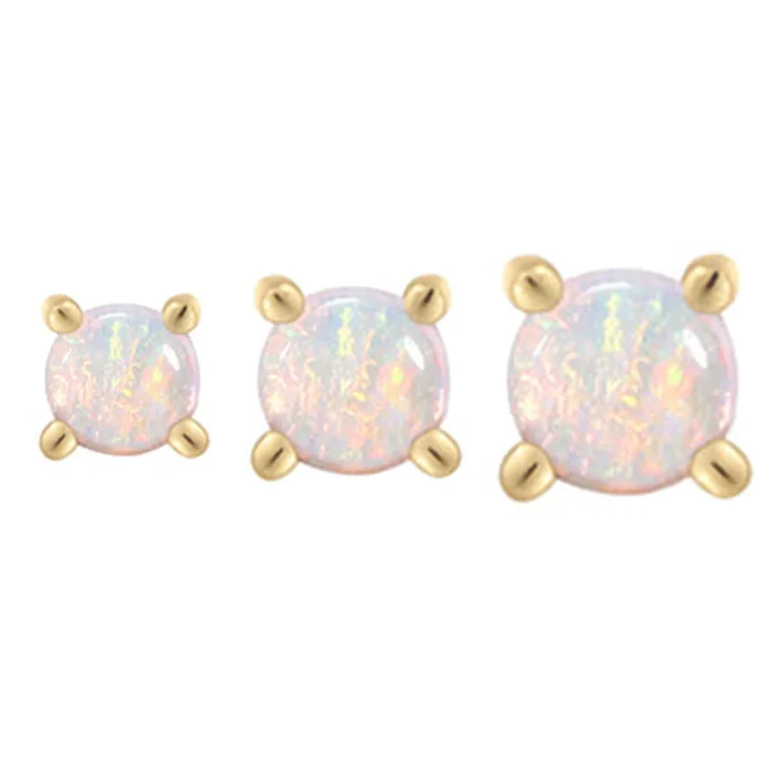 Buddha Jewelry Organics Earrings threadless ProngSet Genuine Opal End in Gold