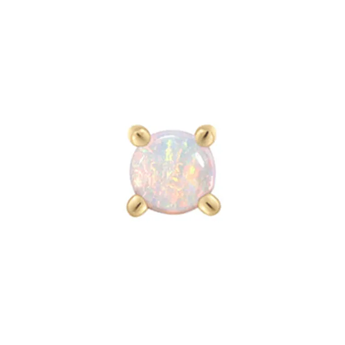 Buddha Jewelry Organics Earrings threadless ProngSet Genuine Opal End in Gold
