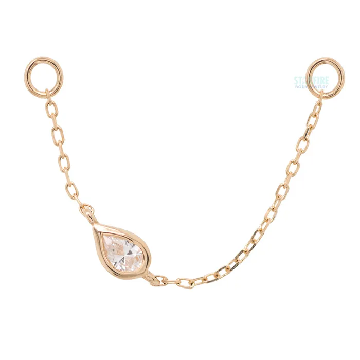 Buddha Jewelry Organics Necklaces Teardrop Cable Chain Attachment in Gold with CZ Buddha Jewelry Organics Necklaces Teardrop Cable Chain Attachment in Gold with CZ