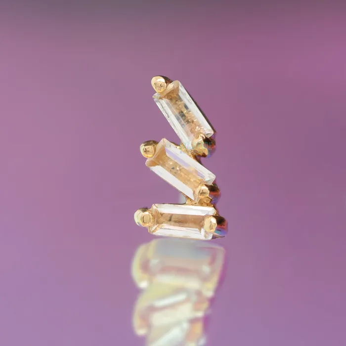 Buddha Jewelry Organics threadless Staxx End in Gold with White Topaz Necklaces