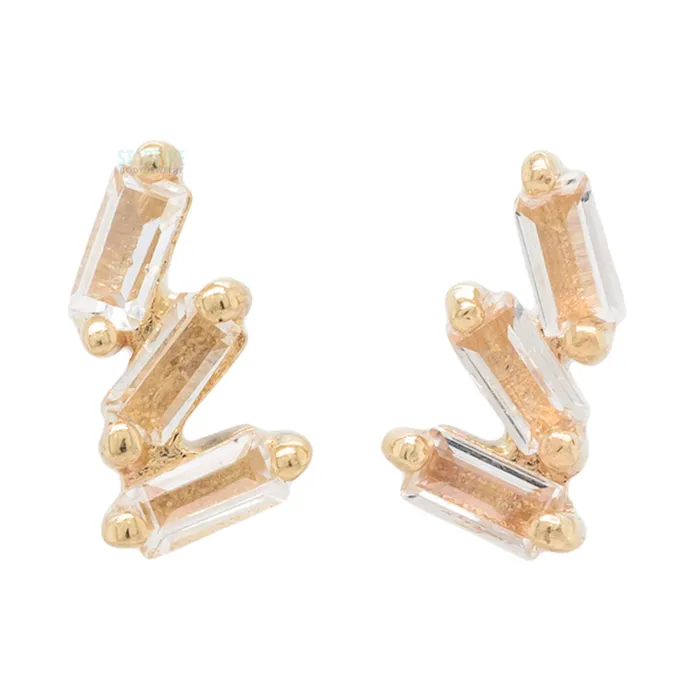 Buddha Jewelry Organics threadless Staxx End in Gold with White Topaz Necklaces