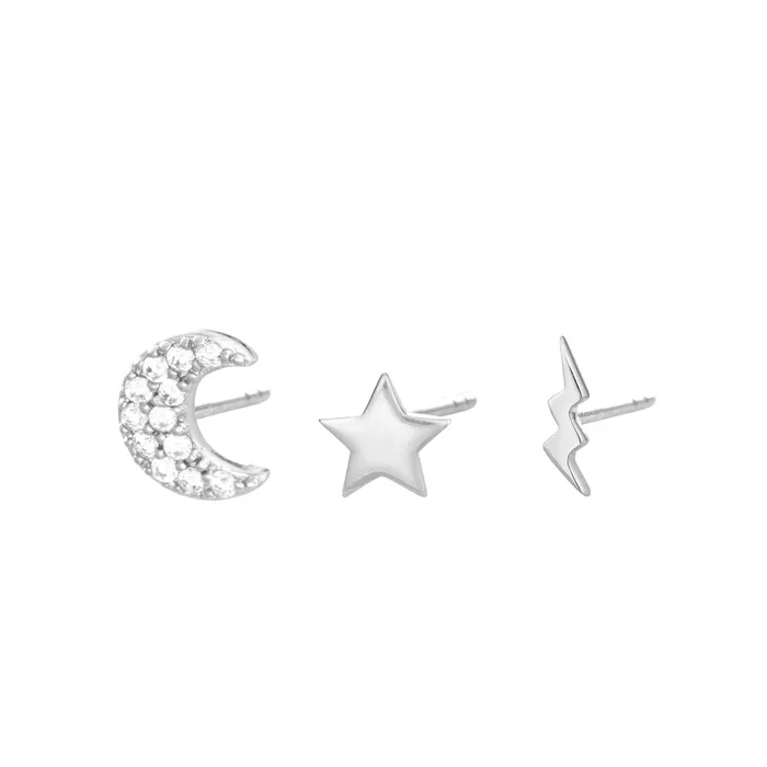 Celestial Set of 3 Single Stud Earrings Scream Pretty Earrings